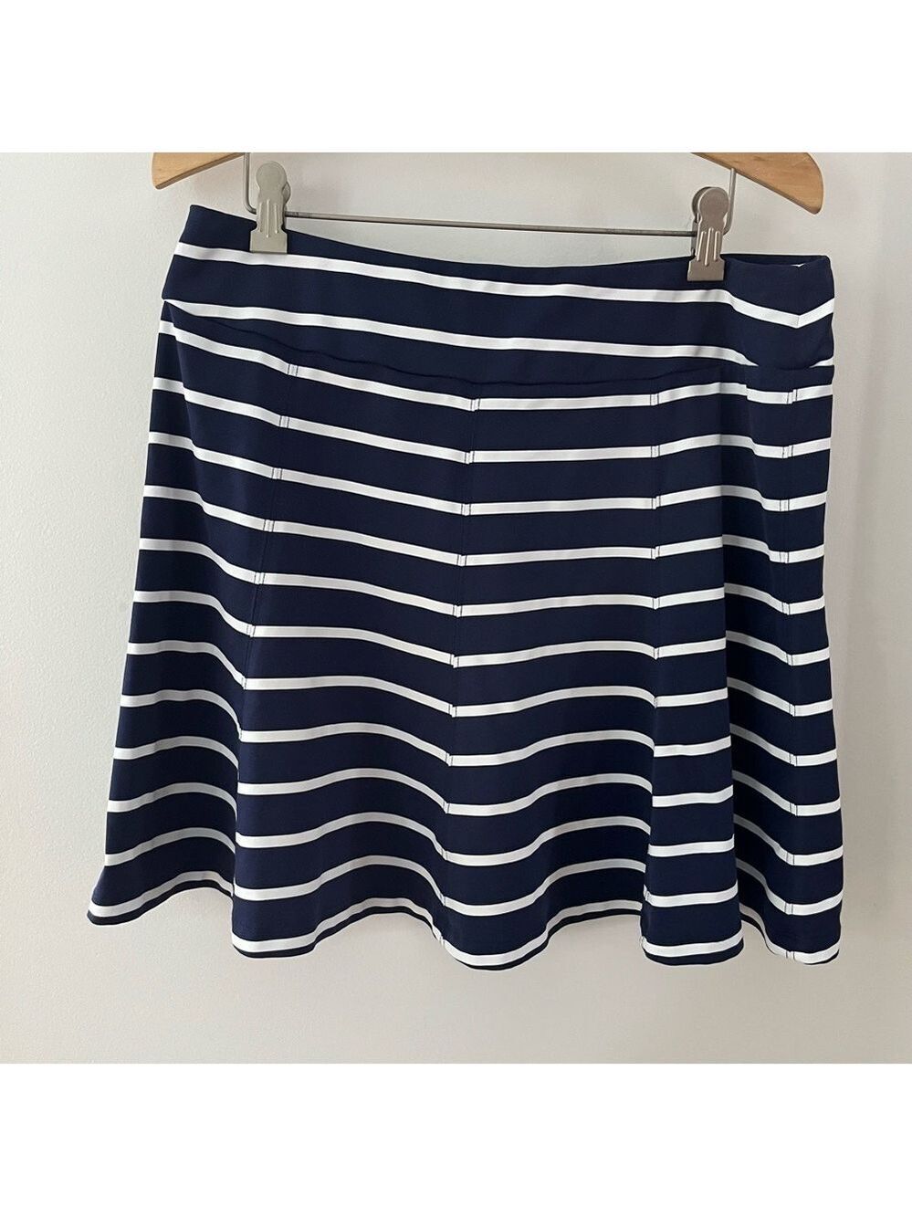 J. McLaughlin Women’s Resort Wear A-Line Navy Blue & White Striped Mini Skirt L